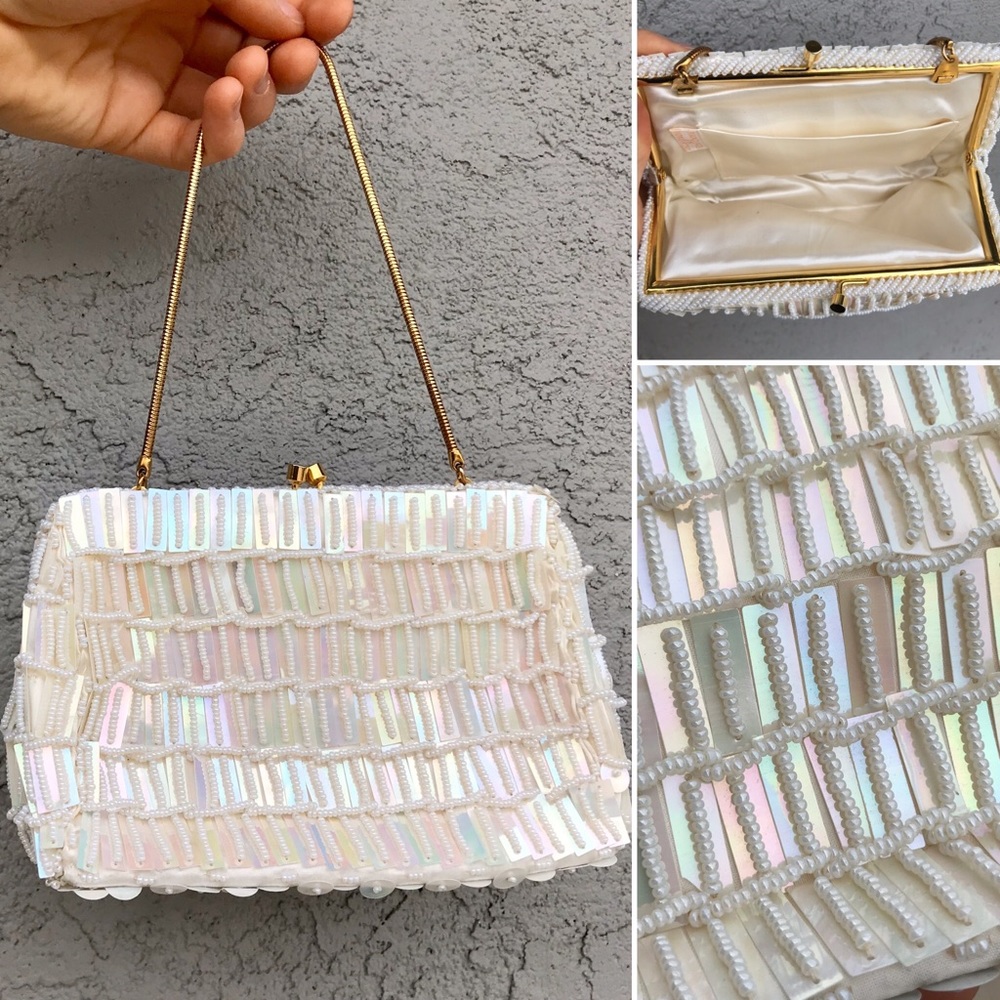 Vintage Handmade Beaded Sequin Clutch Purse